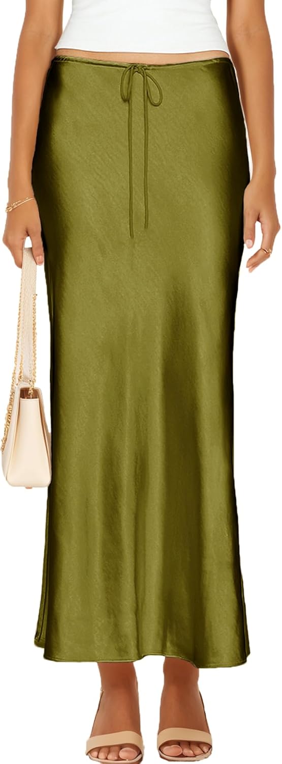Womens Satin Silk Maxi Skirts for Casual and Formal Wear