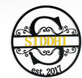Personalized Family Last Name Sign with Initial Split Letter - Custom