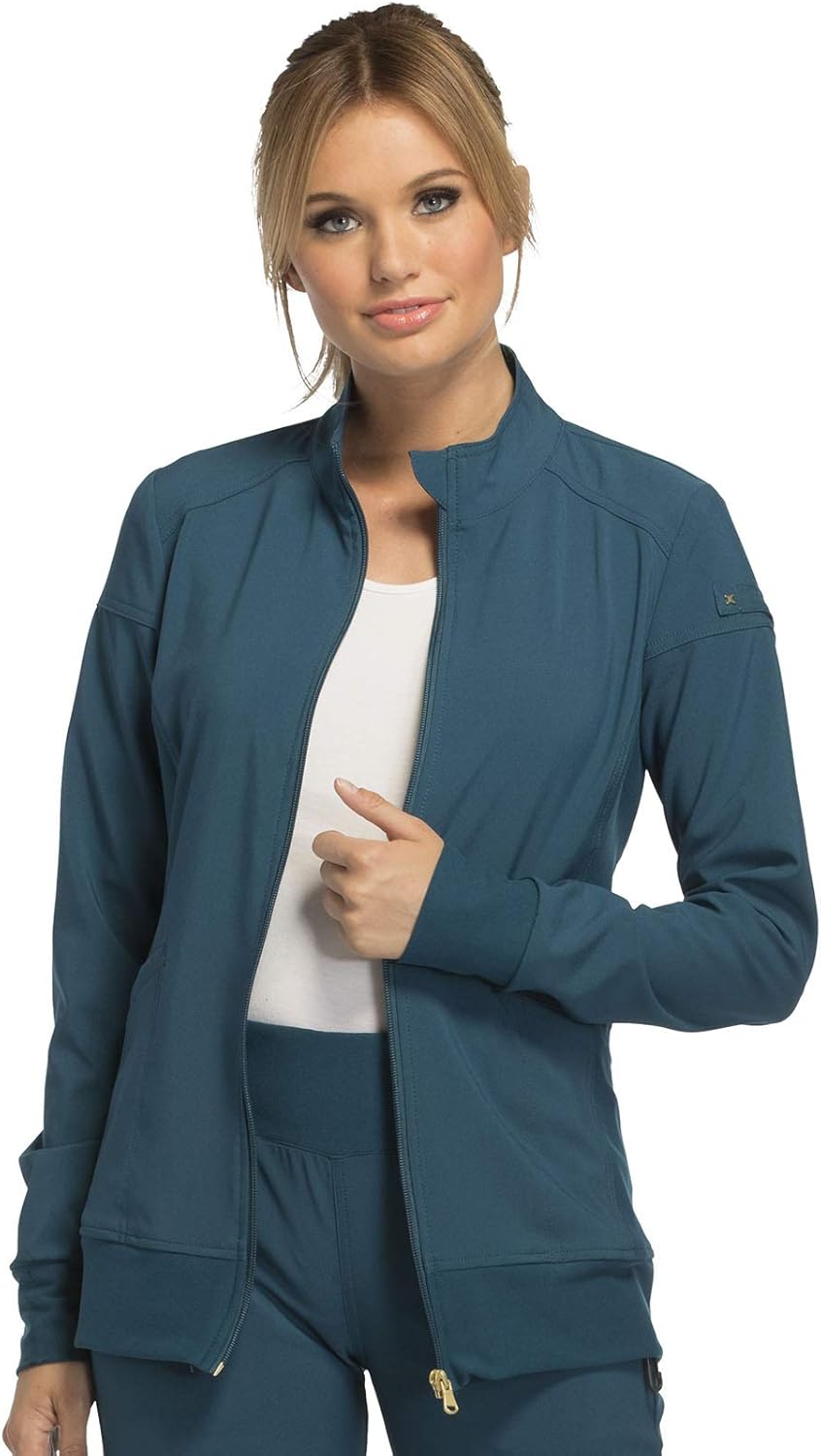 Cherokee Scrub Jackets for Women with Zip Front and Stretch Fabric