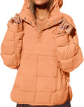 Womens Oversized Quilted Puffer Hoodie Jacket - Lightweight Warm