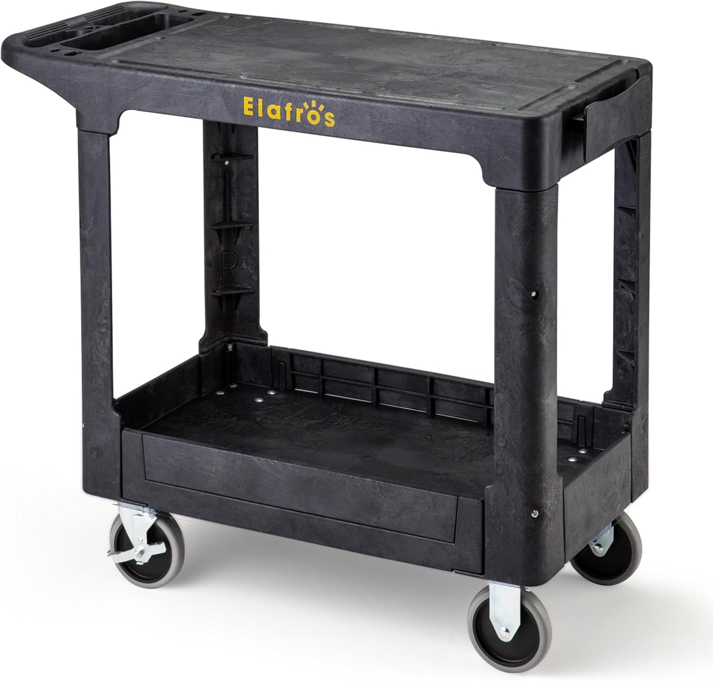 ELAFROS Heavy Duty Plastic Utility Cart for Warehouse and Garage