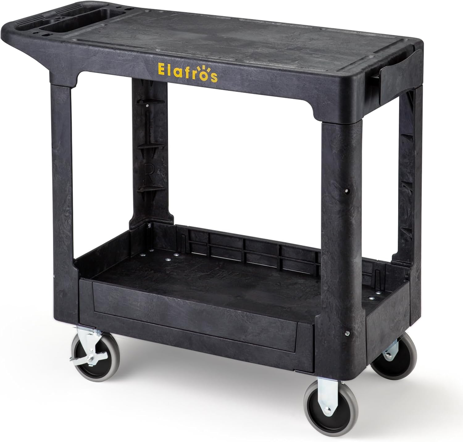 ELAFROS Heavy Duty Plastic Utility Cart for Warehouse and Garage