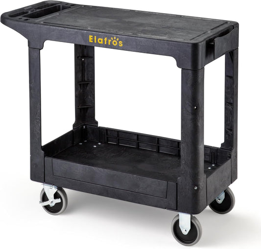 ELAFROS Heavy Duty Plastic Utility Cart for Warehouse and Garage