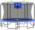 Trampoline Outdoor with Basketball Hoop and LED Lights for Fun
