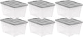 Plastic Storage Containers with Latching Lids, 32 Quart Set of 6