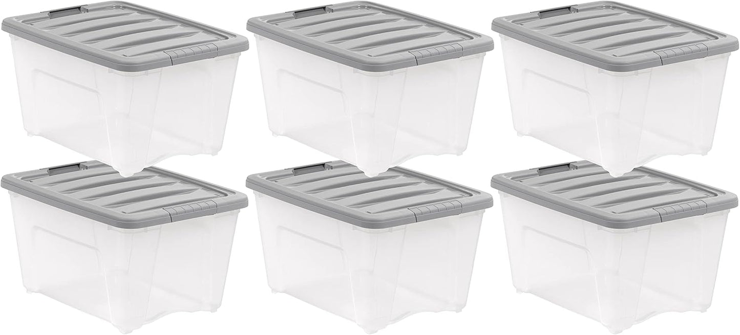 32 Quart Plastic Storage Containers with Latching Lids Set of 6