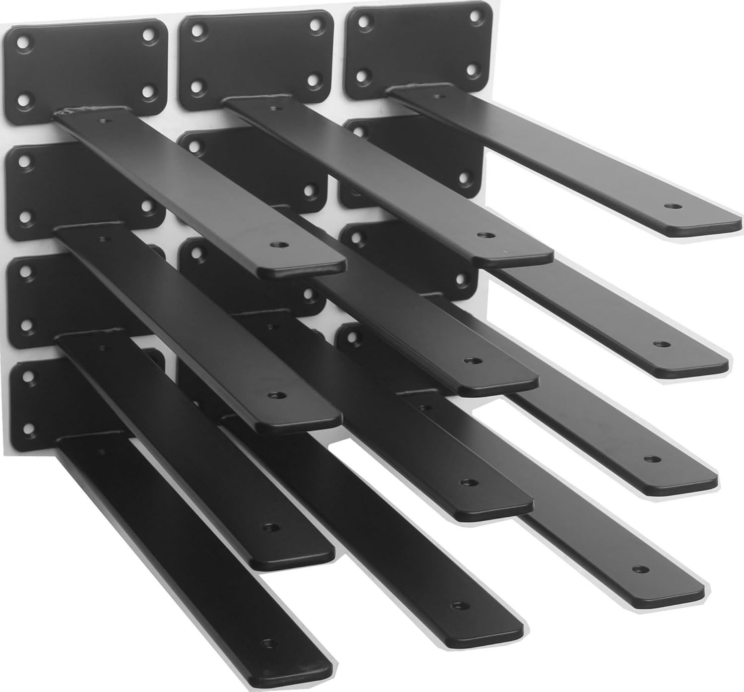 10 Inch Black Hidden L Shelf Bracket - Heavy Duty Support Pack