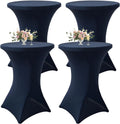 4Pack Navy Blue Cocktail Table Cover 32x43 in Fitted Stretch - Elegant