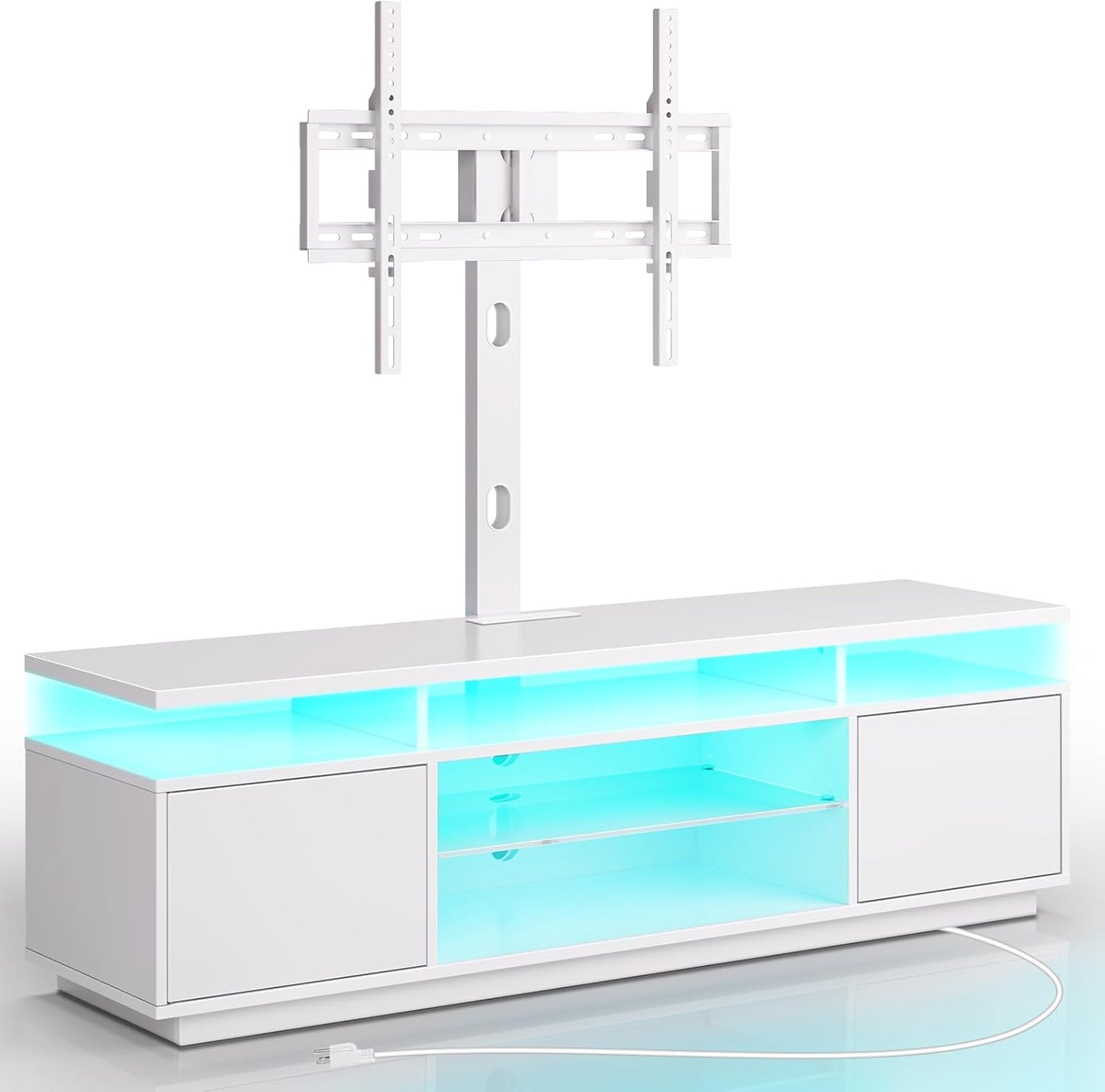 Swivel TV Stand with Power Outlet & LED Lights