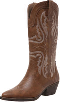 Cowboy Boots for Women Mid Calf Western Boots - Embroidered Style