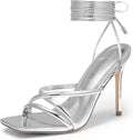 DREAM PAIRS Strappy High Stiletto Lace Up Heeled Sandals - Sexy Open