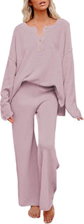 Pink Queen Women's 2 Piece Fall Outfit Lounge Set - Cozy Knit Sets