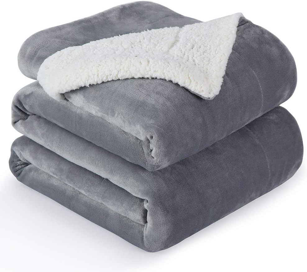 NANPIPER Flannel Blanket Reversible Sherpa Throw for Cozy Warmth