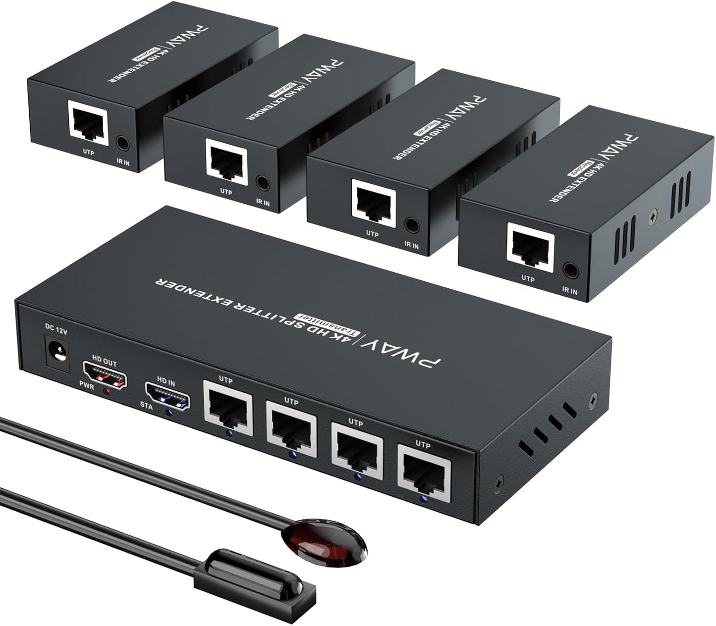 HDMI Extender Splitter 1x4 for 4K Video Over Ethernet Cable