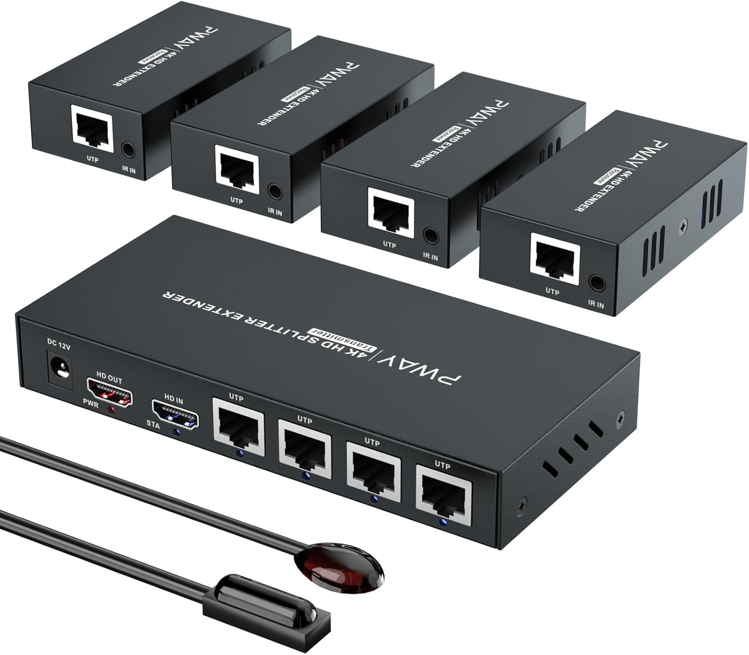 HDMI Extender Splitter 1x4 for 4K Video Over Ethernet Cable