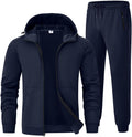 Men's Fleece Sweat Track Suit Hooded Winter Warm Up Jogger - Warm