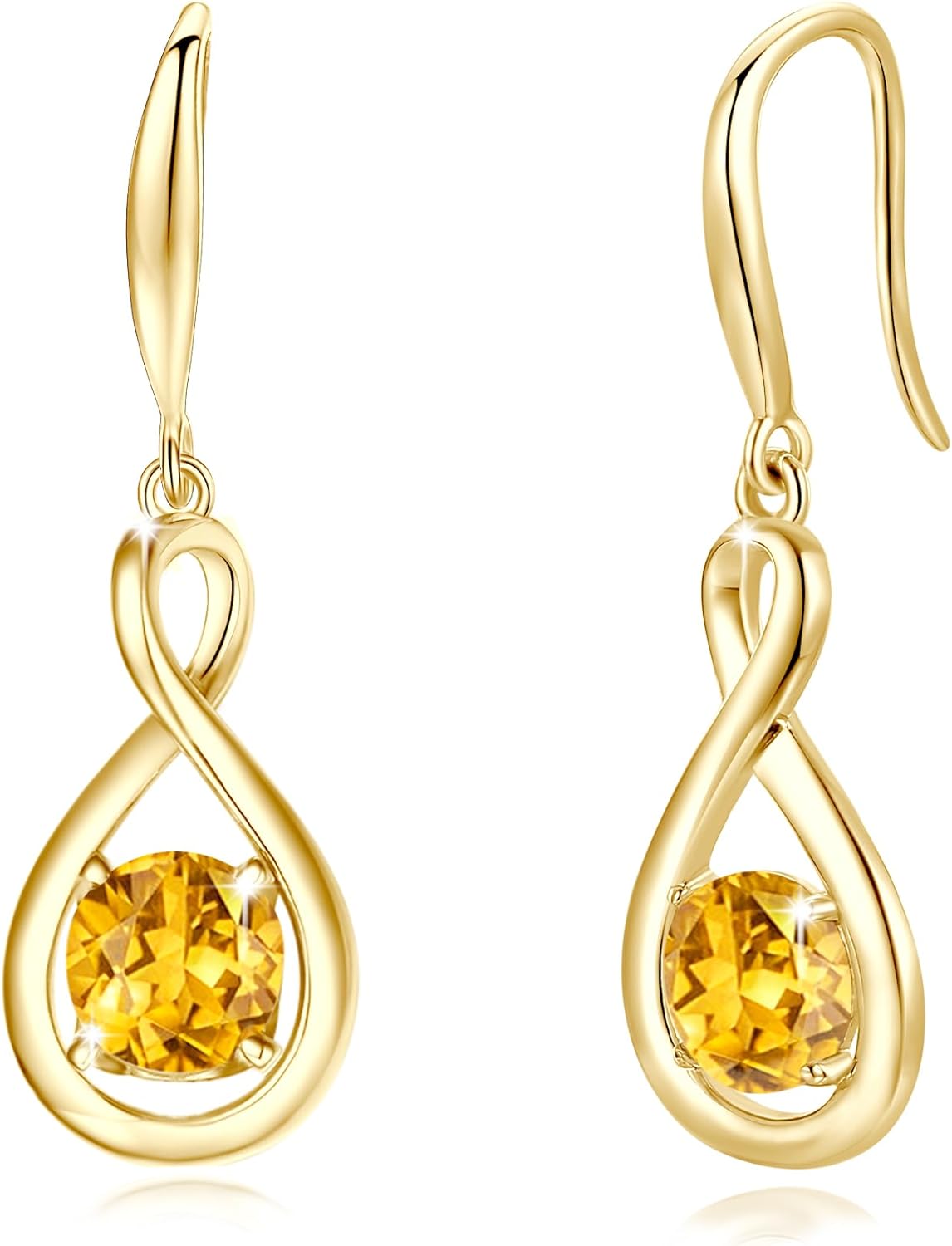 Dangle Drop Earrings in 925 Sterling Silver with Birthstone