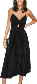 CUPSHE Midi Dress 2025 Party Spaghetti Straps Sleeveless Pleated