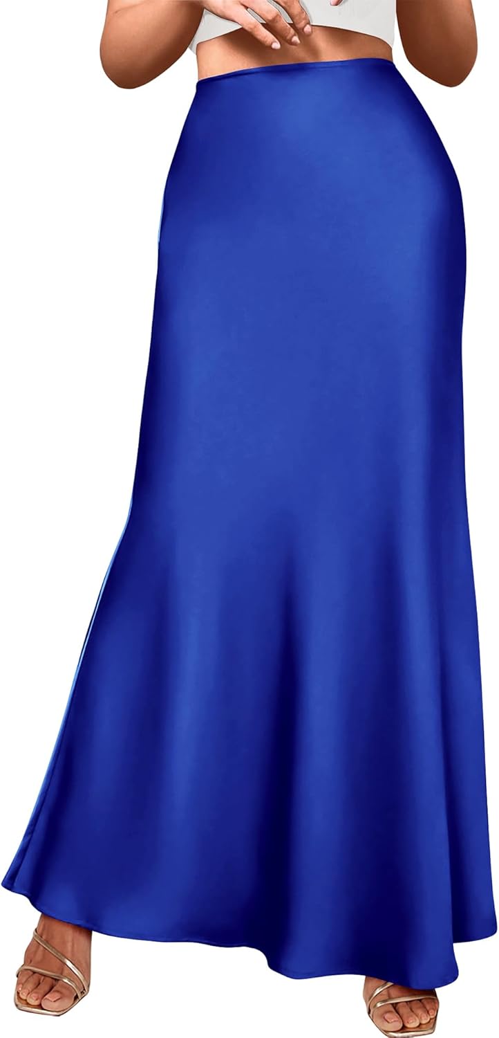 BTFBM Womens Fall Skirts High Waisted Mermaid Maxi Skirt