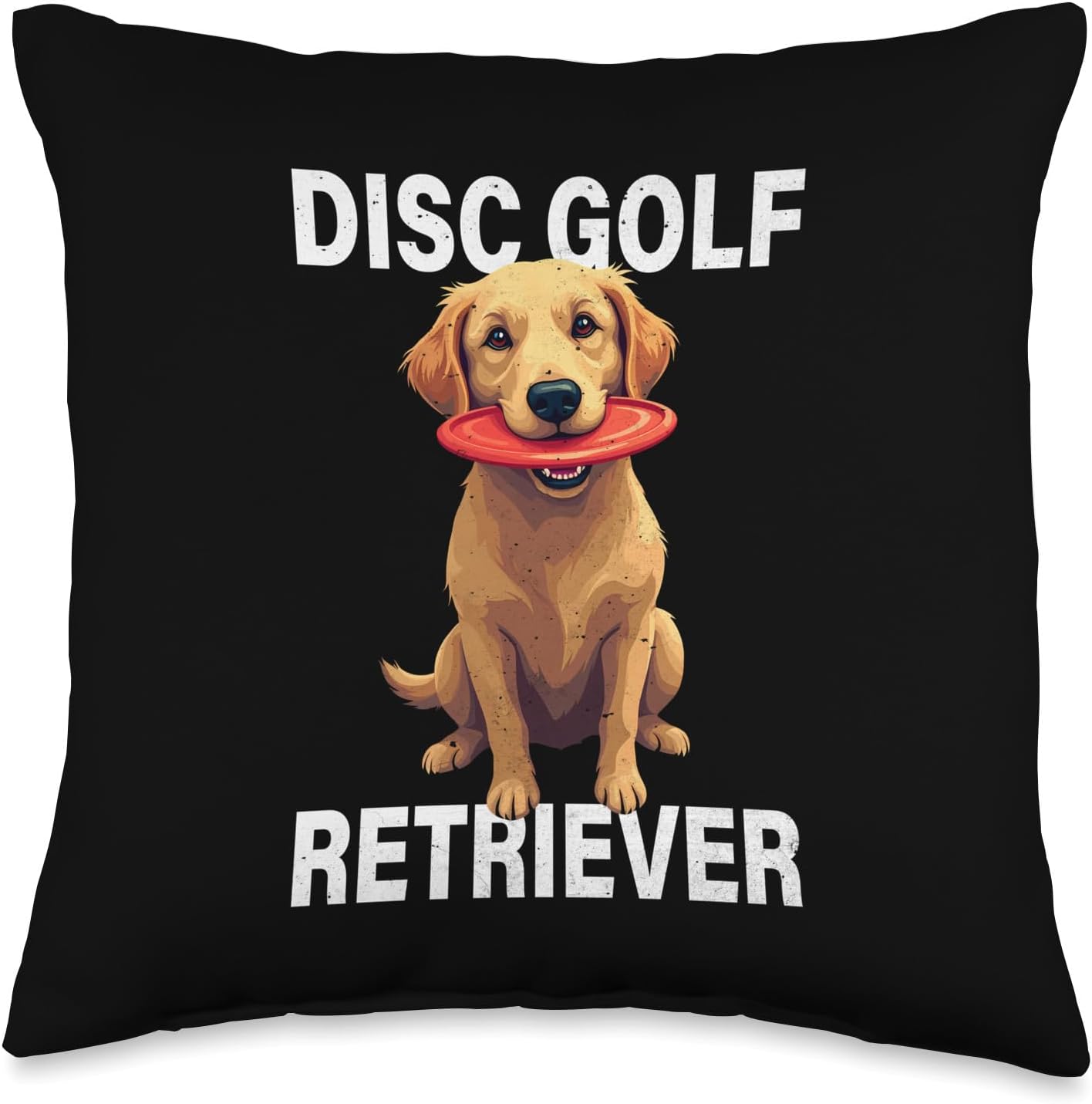 Golden Retriever Disc Golf Throw Pillow