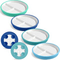 Kids Porcelain Divided Plates 8 in - Suction Antislip 4-Set
