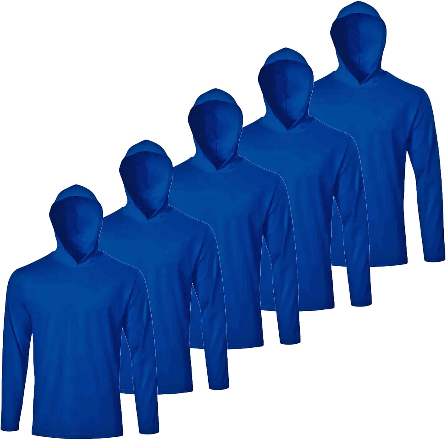 Mens Active Athletic Long Sleeve Hooded T-Shirts Set 5 Pack
