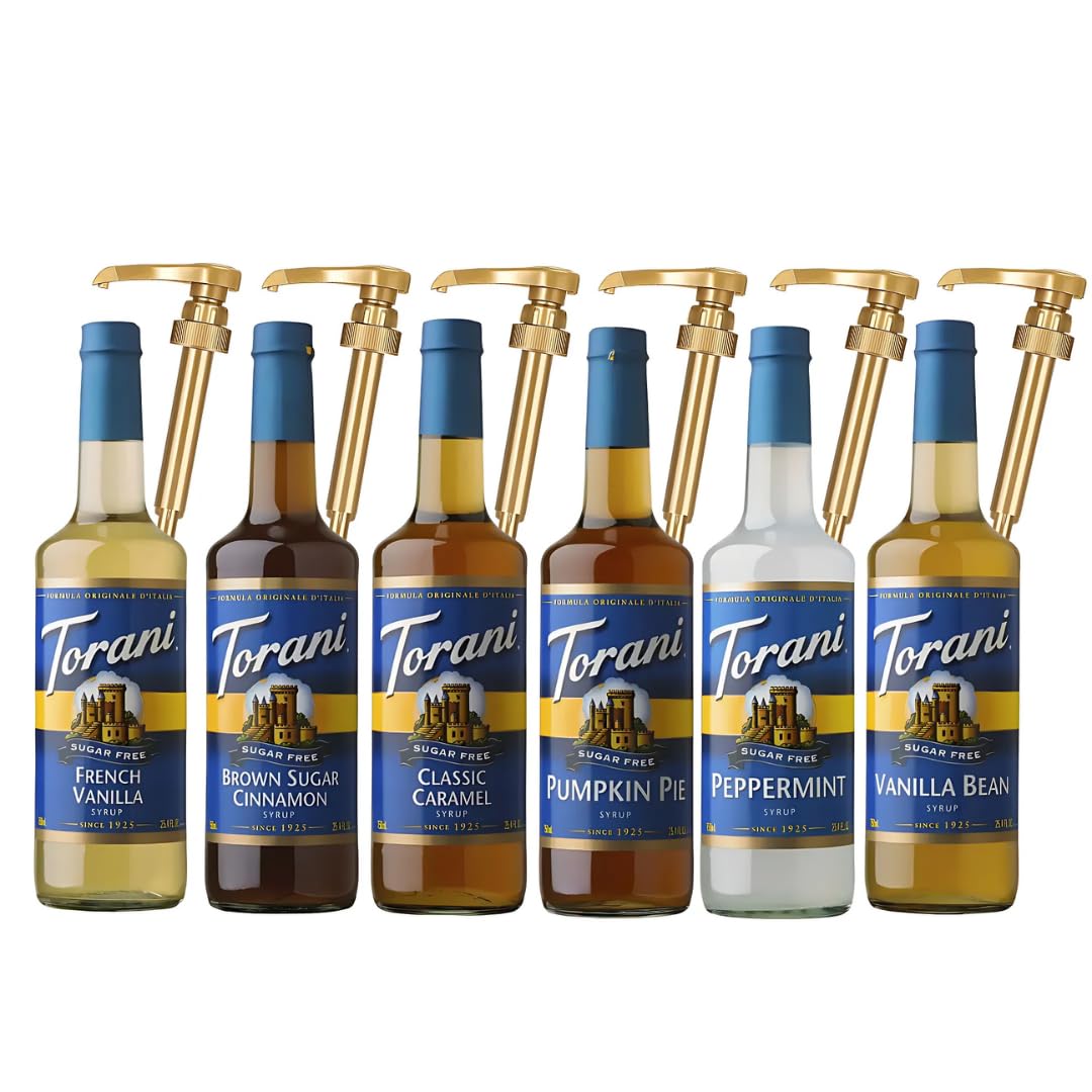 Jimoco Syrup Pump & Torani Sugar Free Holiday Flavors Bundle