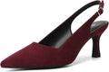 Burgundy Suede Kitten Heels for Women - Comfortable Slingback Pumps