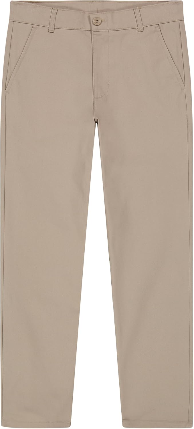 Nautica Boys School Uniform Twill Khaki Pants with Elastic Waist