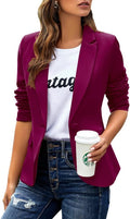 Womens Casual Blazers Long Sleeve Lapel Button Slim Office Jacket