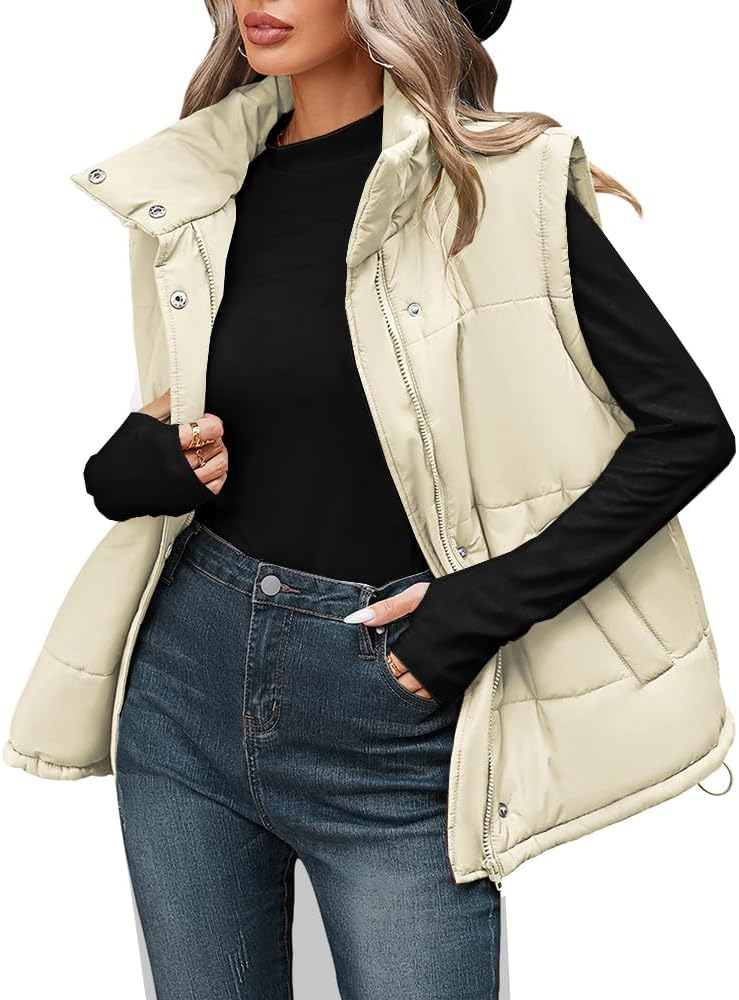 Pink Queen Womens Oversized Quilted Puffer Vest for Winter