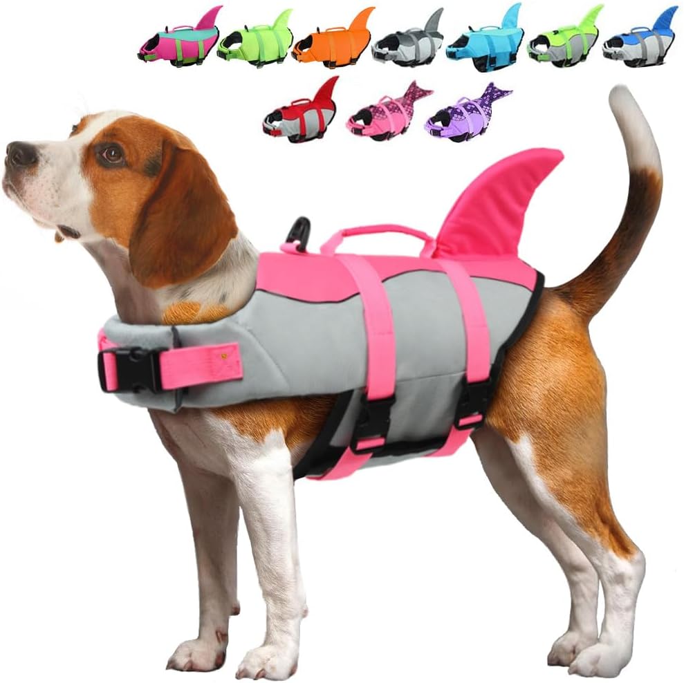 EMUST Shark Life Jackets for Dogs - Adjustable Safety Vest