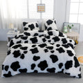 Chovy Faux Fur Tie-Dyed Cow Print Comforter Set for King Bed