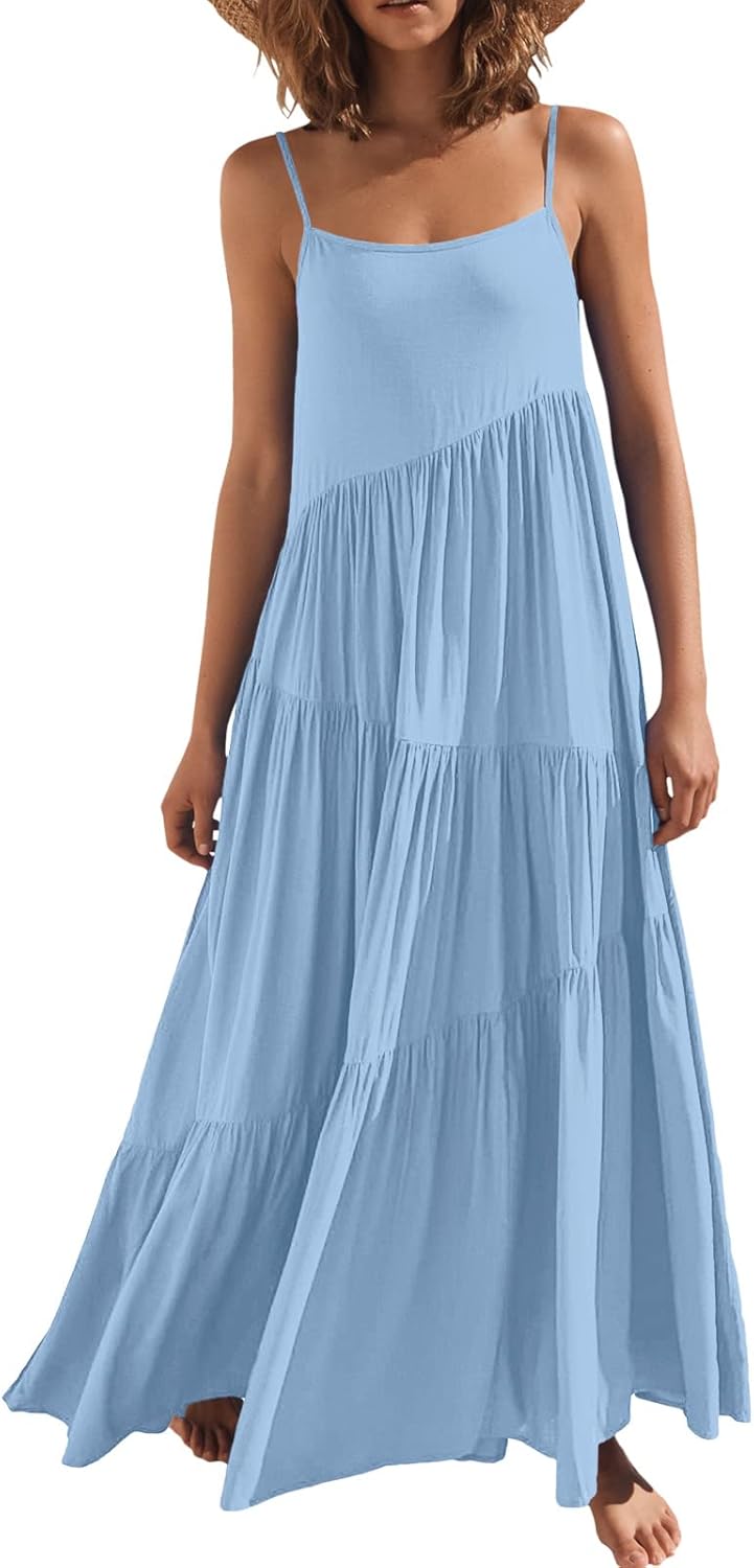 Women Summer Casual Loose Sleeveless Sundress for Beach