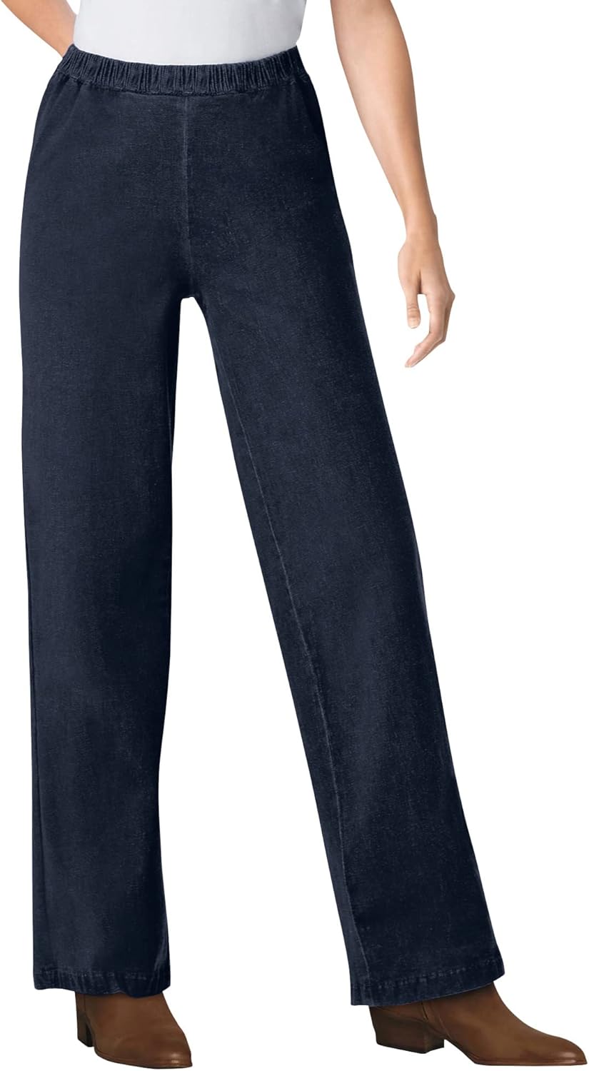 Plus Size Fineline Stretch Denim Wide-Leg Pull-On Jeans Review