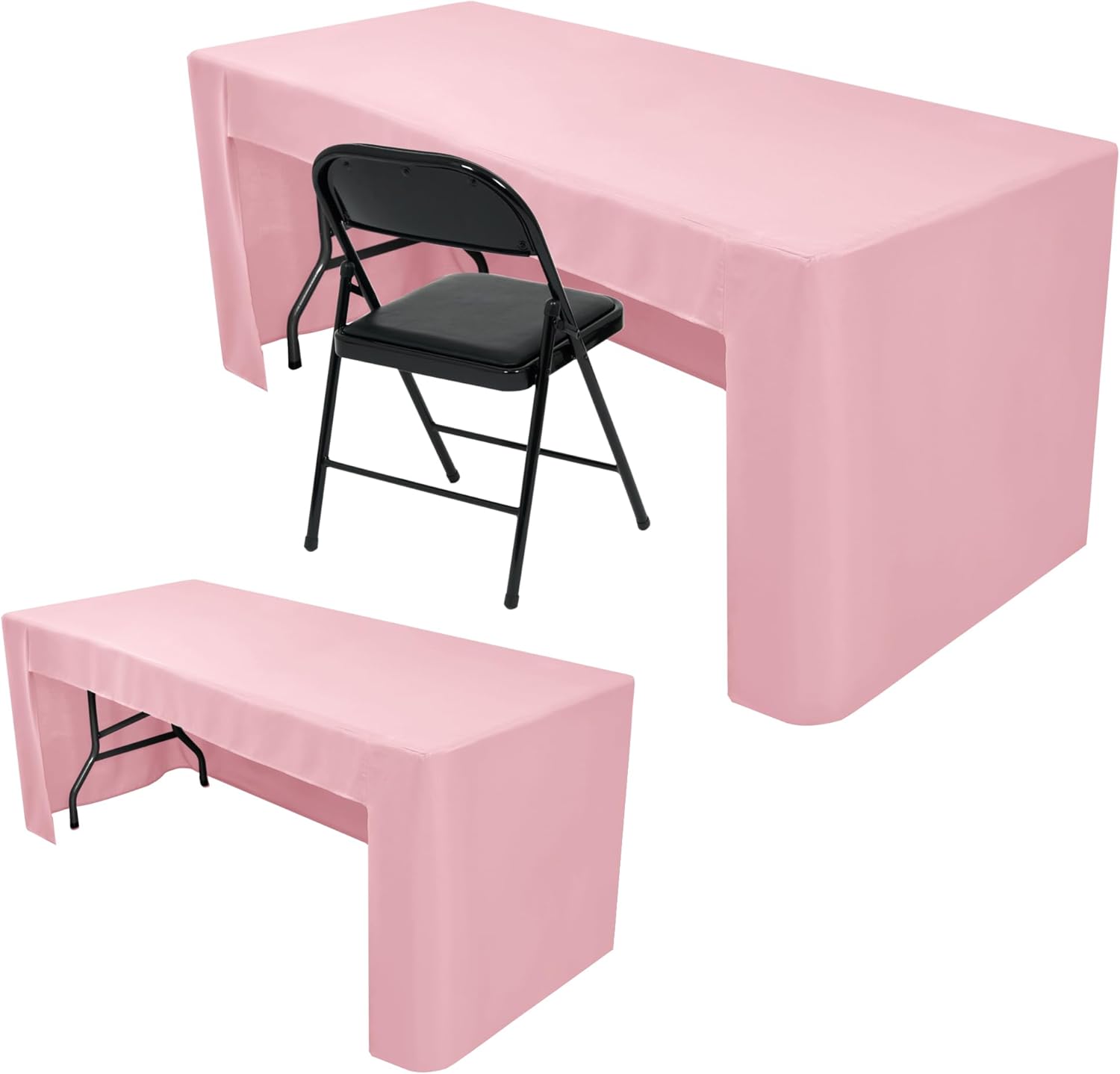 Pink Fitted Table Cloth for 4 Foot Tables - 2 Pack Set