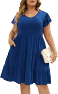 Celkuser Womens Plus Size Casual Summer Dresses Tiered Swing Midi
