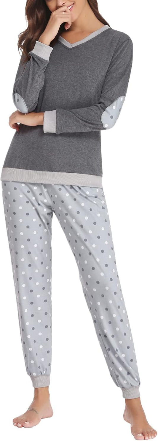 Soft Womens Pajama Sets Cotton Long Sleeve Pj Sets Comfy Sleepwear