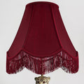Burgundy Silk Scalloped Lamp Shade with Fringe - Victorian Bell