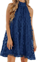 Womens Summer Wedding Guest Halter A-Line Mini Dress - Sweet Fit