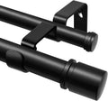 Double Curtain Rod 32 to 86 in Telescoping Black Double Rod