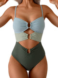 Eomenie One Piece Swimsuit Ring Linked Monokini - Flattering Cutout Up