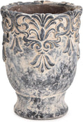 Sungmor 6.3 in Cement Plant Pot - Vintage Embossed Succulent Planter