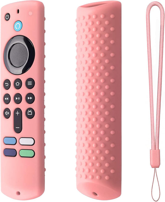 Protective Pink Silicone Remote Cover with Lanyard