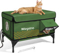 Heated Cat House for Outside (Green, 25.6in x 16.5in x 18in) - Fast