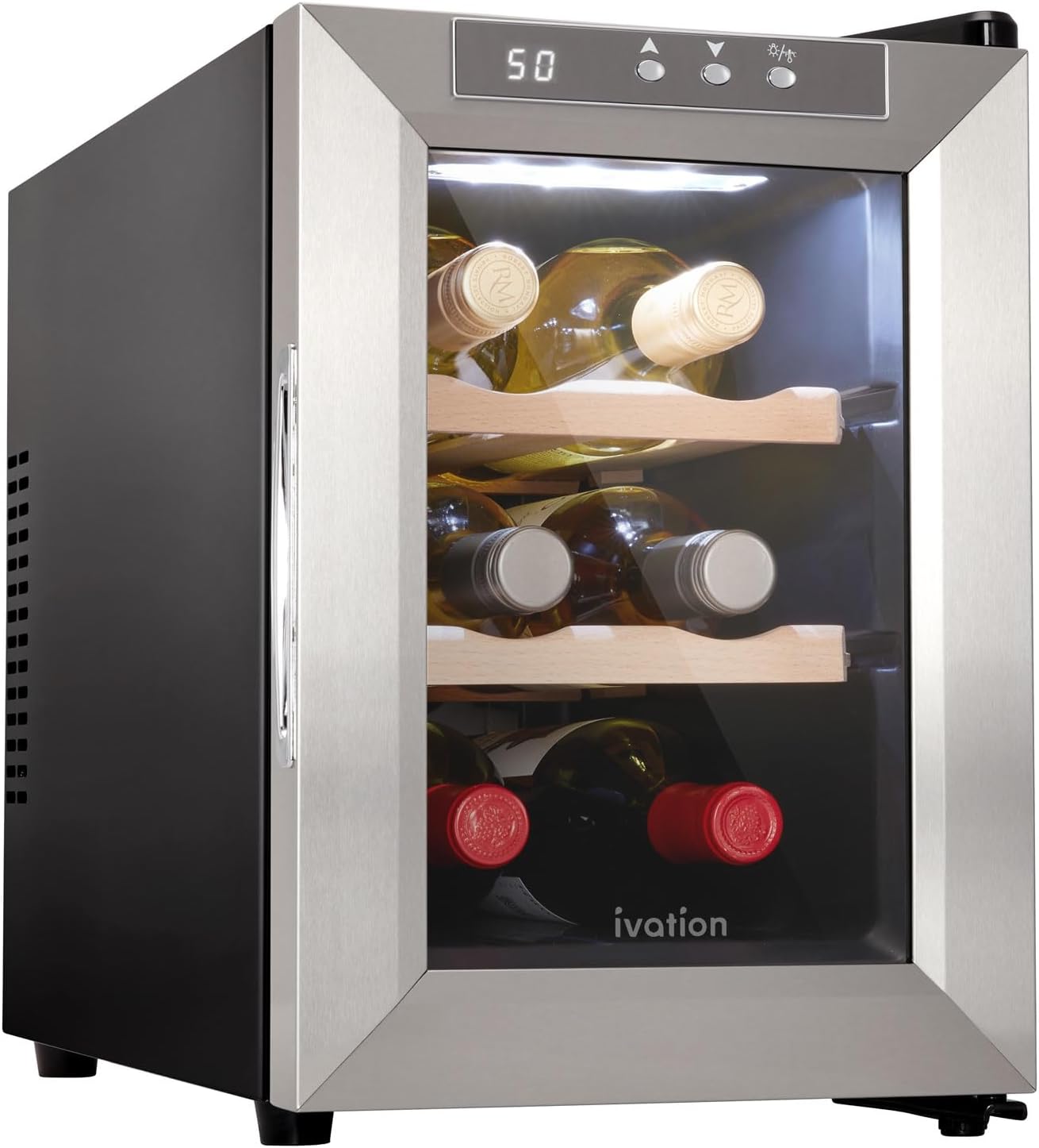 Ivation Premium Stainless Steel 6 Bottle Wine Cooler for Aging