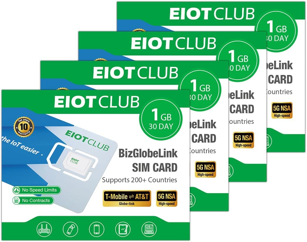 International Data SIM Card Pack for Global Travel - 4 Pack