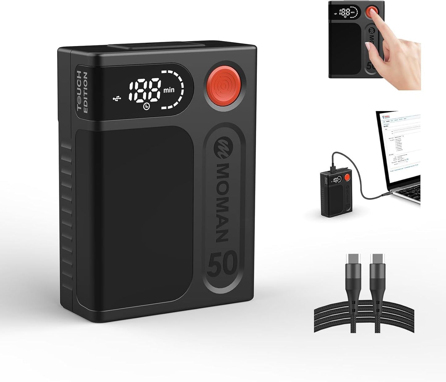 Moman Power 50 Touch Mini V-Lock Battery for Cameras & Laptops