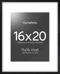 Homeforia 16x20 Black Wood Frame matted to 11x14 - Gallery Look
