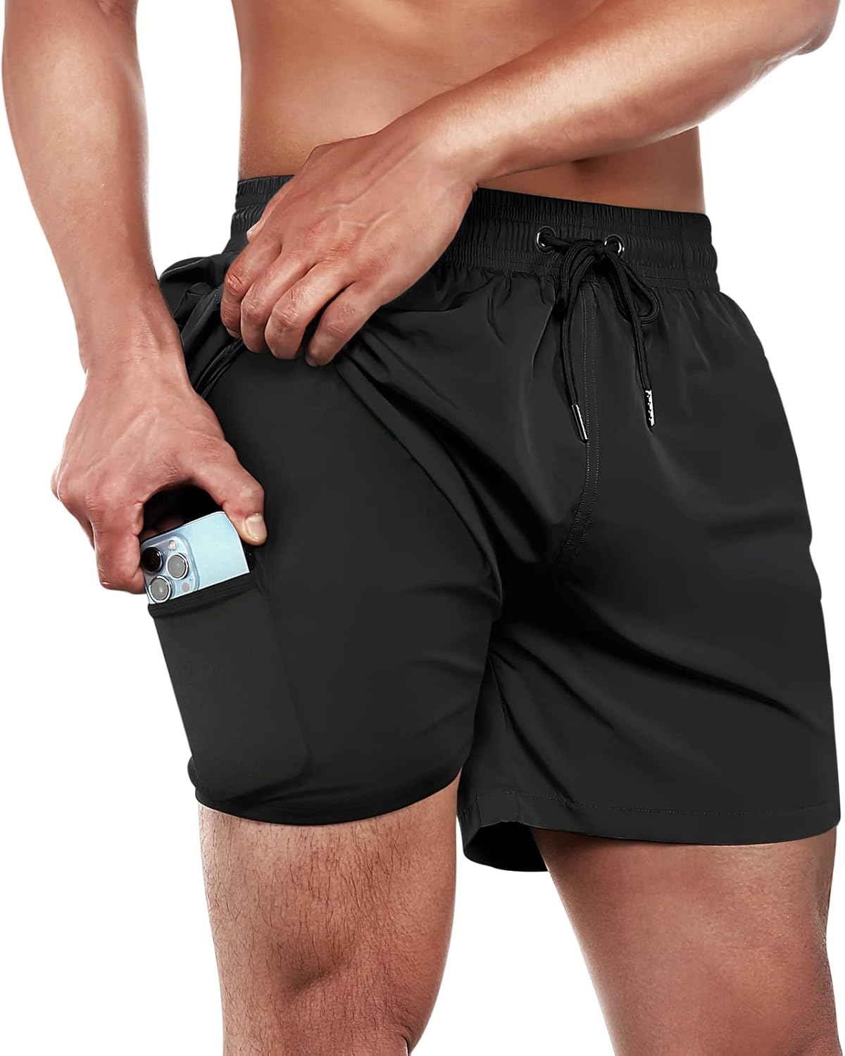 BRISIRA Mens Swim Trunks Quick Dry 5 inch Inseam Beach Shorts